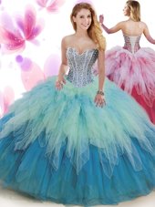 Sleeveless Beading and Ruffles Lace Up Quinceanera Gown