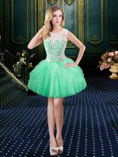 On Sale Scoop Sleeveless Pageant Dress for Teens Floor Length Lace Apple Green Tulle