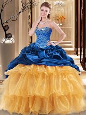 Multi-color Sweetheart Lace Up Beading and Ruffles Quinceanera Gowns Sleeveless
