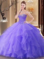 Tulle Sleeveless Floor Length Ball Gown Prom Dress and Beading