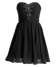 Nice Mini Length Black Party Dress for Girls Sweetheart Sleeveless Lace Up