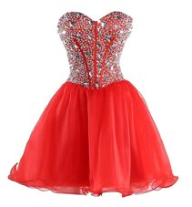 Organza Sleeveless Mini Length Party Dress and Beading