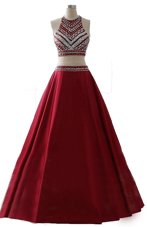 Beauteous Scoop Sleeveless Zipper Floor Length Beading Prom Dresses