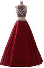 Beauteous Scoop Sleeveless Zipper Floor Length Beading Prom Dresses