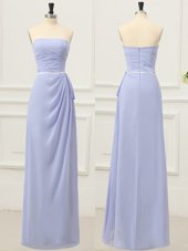 Clearance Chiffon Strapless Sleeveless Zipper Ruching and Belt Prom Party Dress in Lavender