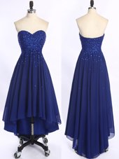 Royal Blue Evening Dress Prom and For with Beading Sweetheart Sleeveless Zipper