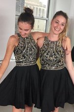 Fine Black Scoop Neckline Beading Prom Dresses Sleeveless Zipper