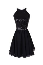 Edgy Black Evening Dress Prom and Party and For with Sequins Scoop Sleeveless Criss Cross
