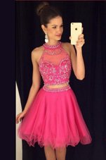Fantastic Scoop Tulle Sleeveless Mini Length Homecoming Dress and Beading