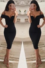 Glamorous Mermaid Knee Length Black Party Dresses Spaghetti Straps Sleeveless Zipper