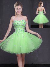 Mini Length Prom Evening Gown Organza Sleeveless Appliques