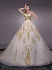 With Train Ball Gowns Sleeveless White Quince Ball Gowns Brush Train Lace Up