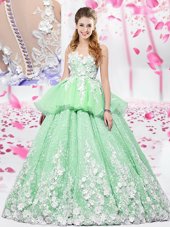 Edgy Scoop Sleeveless Organza and Tulle Lace Up Quinceanera Gowns for Military Ball and Sweet 16 and Quinceanera