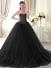 Sexy Black Sweetheart Neckline Beading Quinceanera Dress Sleeveless Lace Up