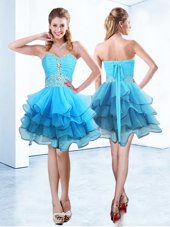 Customized Sleeveless Beading and Ruffled Layers Lace Up Pageant Dress for Teens