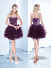 Sleeveless Beading and Ruffles Lace Up Glitz Pageant Dress