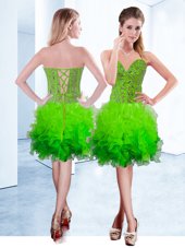 Fitting Organza Lace Up Pageant Dress for Womens Sleeveless Knee Length Ruffles