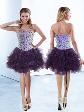 Sumptuous Purple Pageant Dress Womens Prom and Party and For with Beading and Ruffles Sweetheart Sleeveless Lace Up