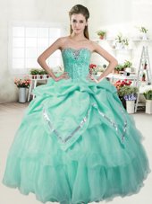 Charming Pick Ups Apple Green Quinceanera Dresses Sweetheart Sleeveless Lace Up