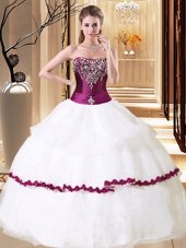 New Arrival White Sleeveless Beading Floor Length 15th Birthday Dress