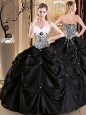 Fashion Pick Ups Floor Length Ball Gowns Sleeveless Black Sweet 16 Dresses Lace Up