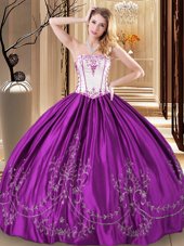 Charming Floor Length Ball Gowns Sleeveless Purple Quinceanera Gown Lace Up