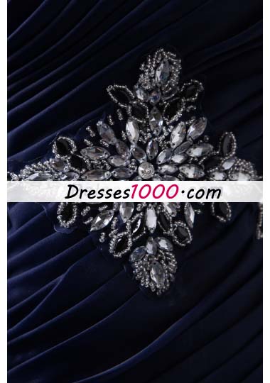 Navy Blue Ruffles Brush Train Beading Quinceanea Dress