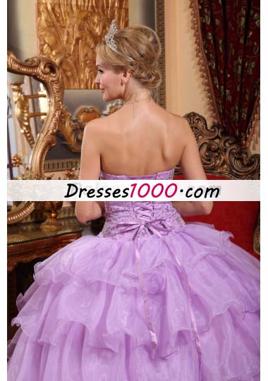 Lilac Ruffled Layers Beading Dress for Quinceanera