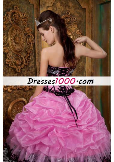 Sweet 16 Dress Rose Pink Zebra Ball Gown Picks-Up