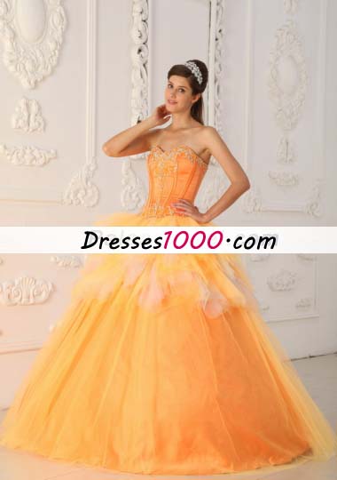 Orange A-Line Sweetheart Beading Quinceanera Dress