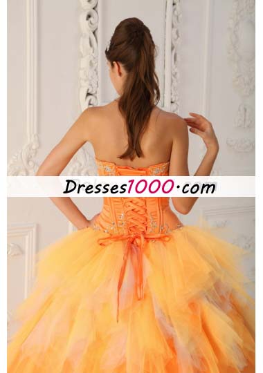 Orange A-Line Sweetheart Beading Quinceanera Dress