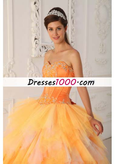 Orange A-Line Sweetheart Beading Quinceanera Dress