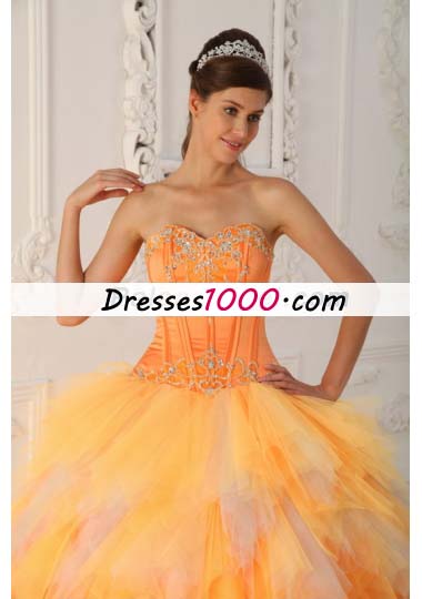 Orange A-Line Sweetheart Beading Quinceanera Dress