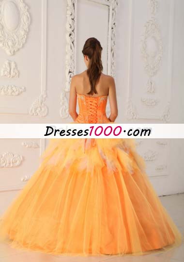 Orange A-Line Sweetheart Beading Quinceanera Dress
