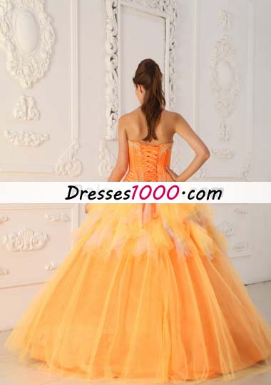 Orange A-Line Sweetheart Beading Quinceanera Dress