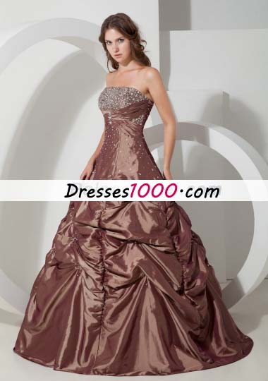 Ball Gown Beading Quinceanera Dress in Brown