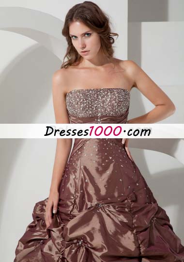Ball Gown Beading Quinceanera Dress in Brown