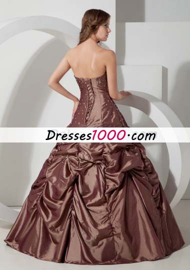 Ball Gown Beading Quinceanera Dress in Brown