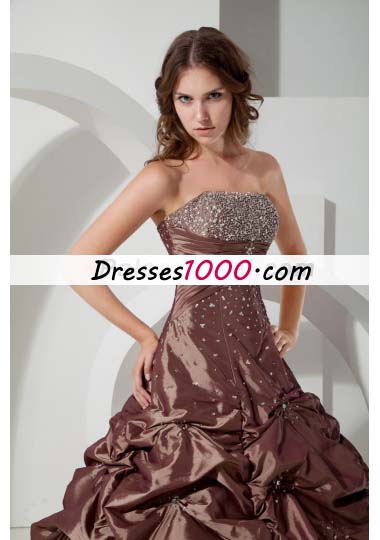 Ball Gown Beading Quinceanera Dress in Brown