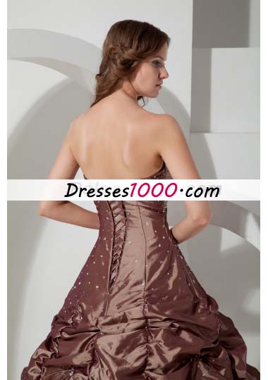 Ball Gown Beading Quinceanera Dress in Brown