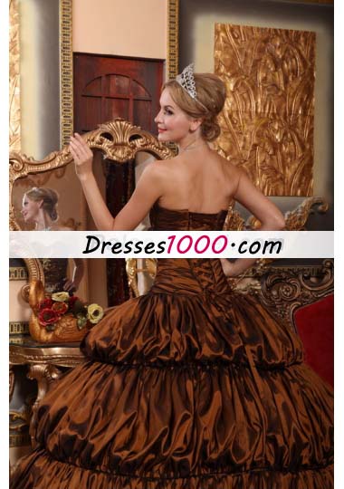 Brown Chapel Appliques Pick-ups Quinces Dress