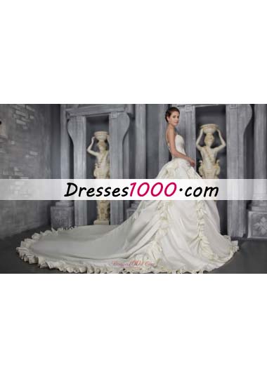 Gorgeous Church Wedding Dress Crystal Cathedral Ruffles