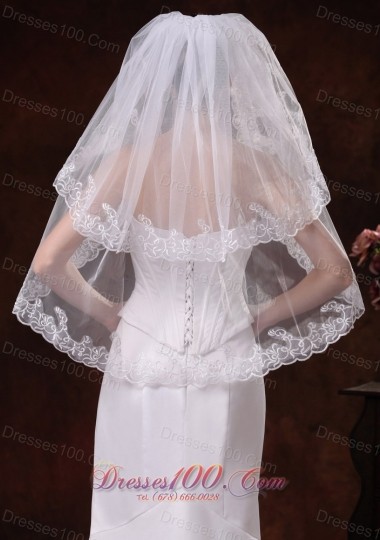 Two-tier Graceful Wedding Veils Embroidery