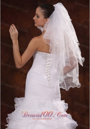 Elbow Four-tier Wedding Veil with Pencil Edge