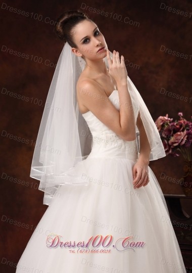 Modernistic Two-tier White Organza Veil for Wedding