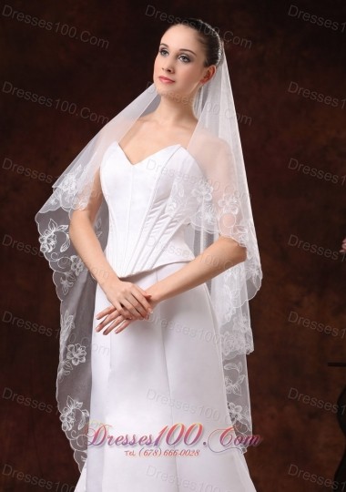 Organza Veil for Wedding Embroidery and Two-tier