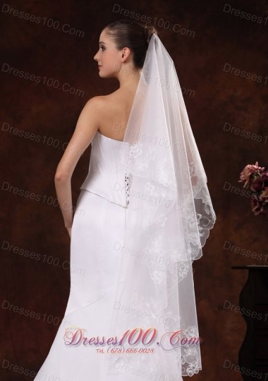 Organza Veil for Wedding Embroidery and Two-tier