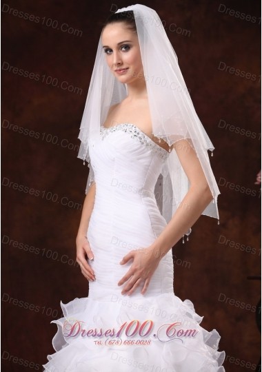 Beading Decorate Bridal Veils for Wedding Tulle