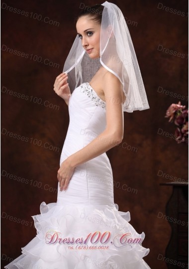 Discount Taffeta Trim Edge Tulle Bridal Veils for Wedding