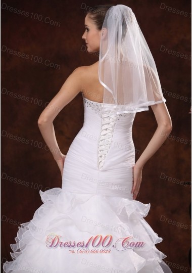 Discount Taffeta Trim Edge Tulle Bridal Veils for Wedding
